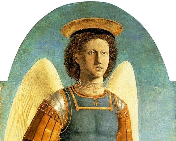 Polyptych of Saint Augustine (1460-1470), Saint Michael the Archangel, 133 x 59.5 cm, National Gallery, London
