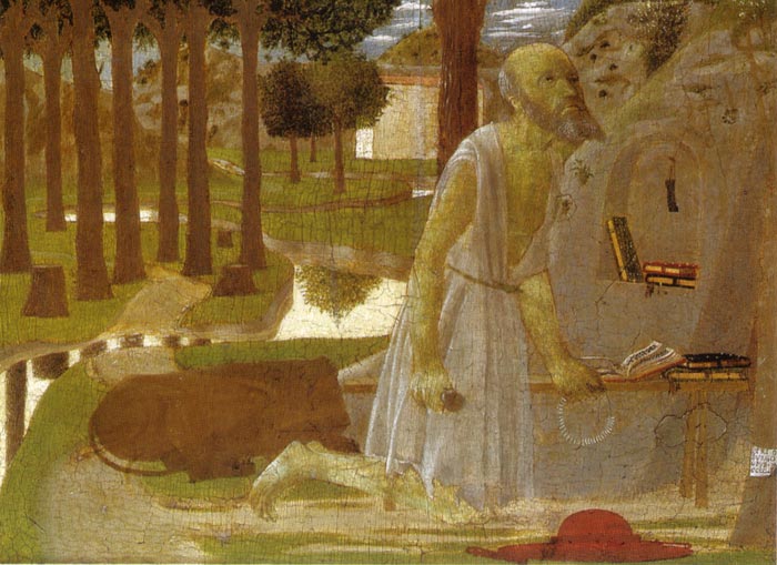 Piero della Francesca | St. Jerome in Penitence (detail), (c. 1449-1451) - Oil on panel, 51 x 38 cm, Staatliche Museen, Berlin
