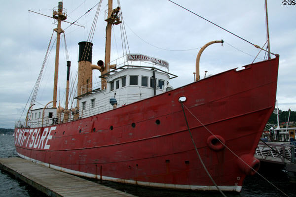 Lightship 83 Swiftsure (1904) retains original steam engines at Northwest Seaport of Lake Union Park. Seattle, WA. On National Register.