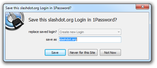 1Password saving credentials