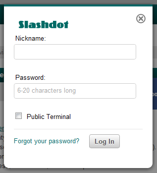 Slashdot logon screen