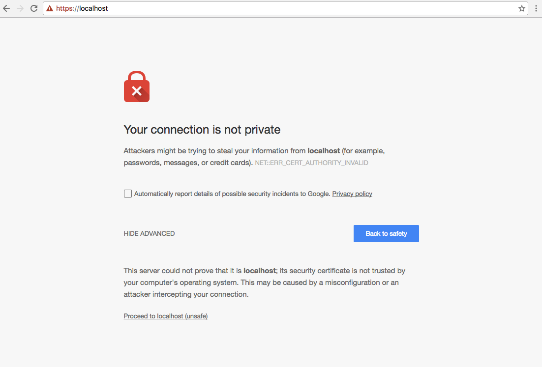 localhost SSL cert warning