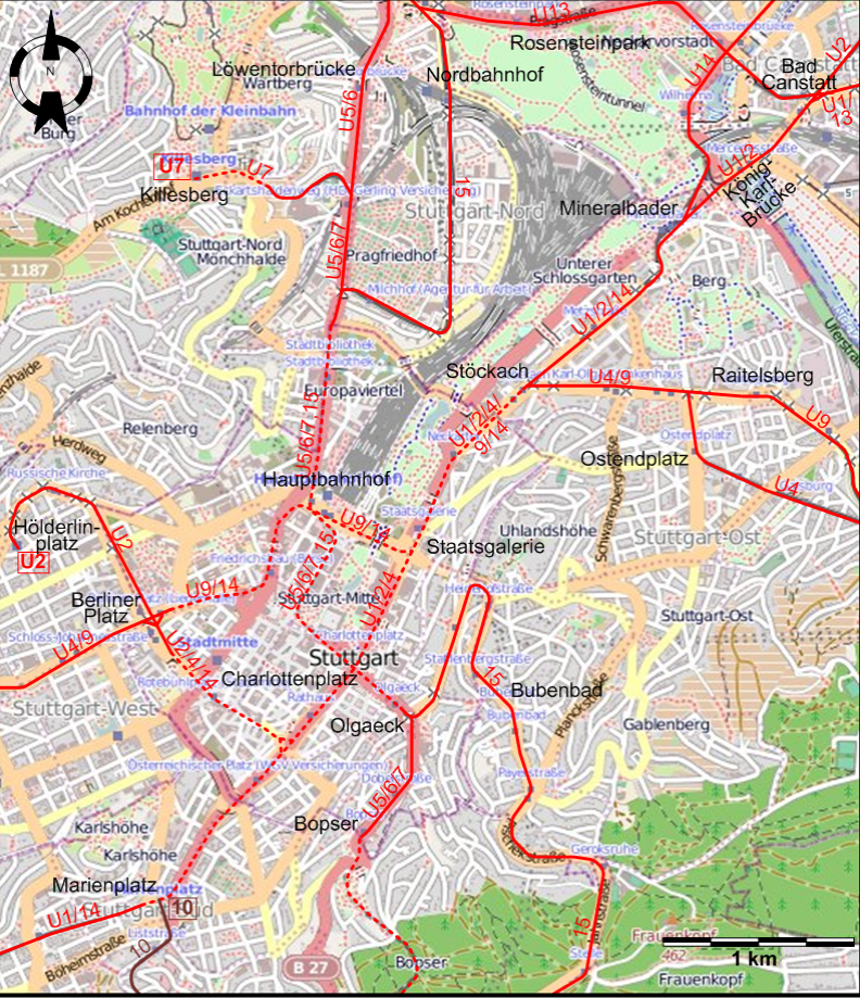 Stuttgart tram map