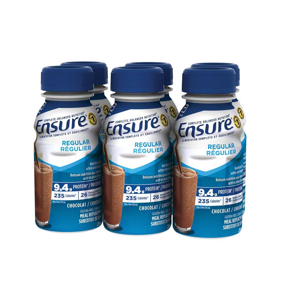 Ensure ensure régulier, alimentation complète et équilibrée, chocolat, 6 x 235 ml (6 x 235 ml (emballage de 6)) - regular meal replacement nutritional supplement (6 x 235 ml)