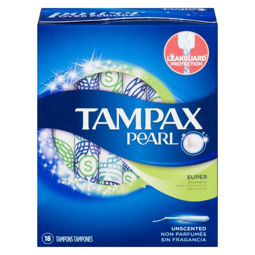 Tampax super (bte 18 un.) - pearl plastic tampons, super (18 ea)
