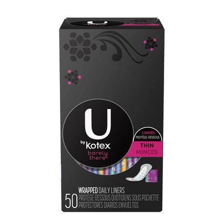 Mince barely there (50 un) - u by kotexâ barely there* thin pantiliners, unscented, 50 count (1 box; 50 pantiliners per box)