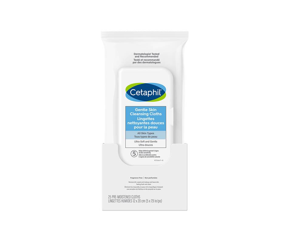 Cetaphil lingettes nettoyantes douce pour la peau (25 unités) (12 x 20 cm)