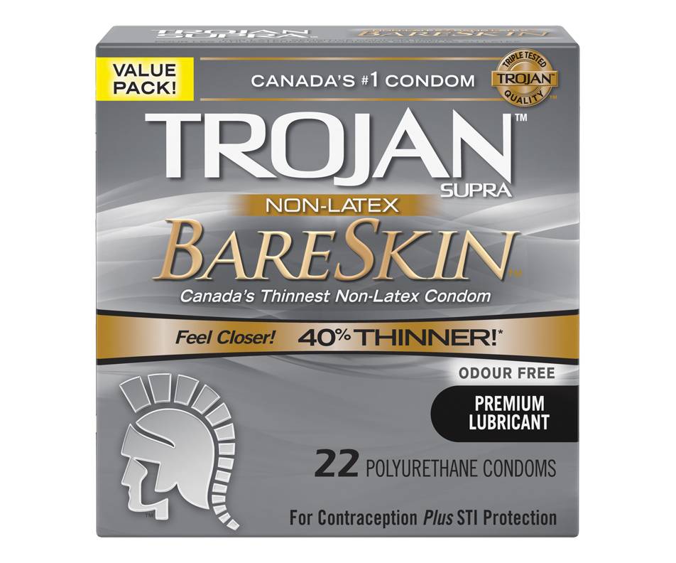 Trojan bareskin sans latex condoms (22 unités) - bareskin non-latex condoms (22 units)