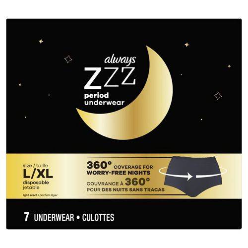 Always culottes de nuit zzz, g/tg (7unités) - zzz overnight period underwear l/xl (7 units)