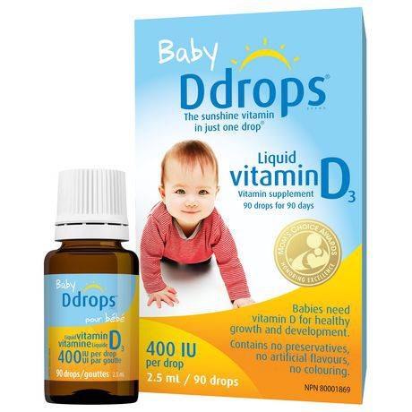 Ddrops supplément vitaminique de vitamine liquide d3 de ddropsmd pour bébé, 400 ui (2,5 ml, 90 gouttes) - baby vitamin d drops 400 iu (2.5 ml)