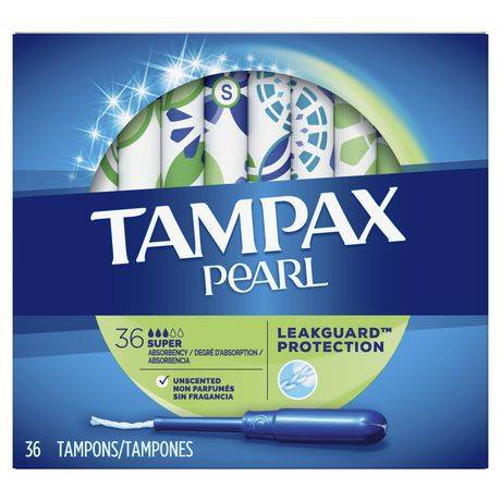 Tampax tampons tampax pearl avec applicateur en plastique, super (non parfumés, 36 tampons) - pearl, super, plastic tampons (unscented, 36 count)