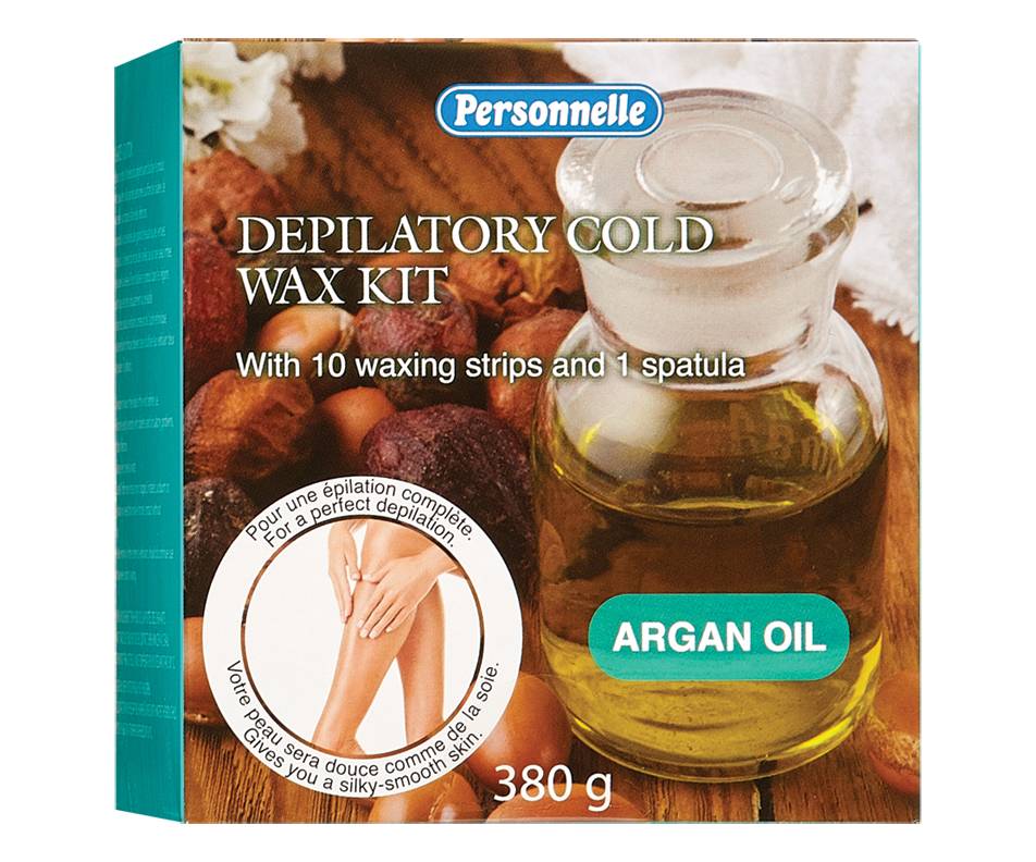 Personnelle trousse d'épilation à la cire froide (380 g, huile d'argan) - depilatory cold wax kit (1 kit)