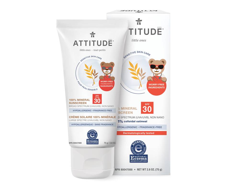 Attitude crème solaire peau sensible fps 30 (75 g, sans parfum) - sensitive skin sunscreen sfp 30 (75 g, fragrance free)