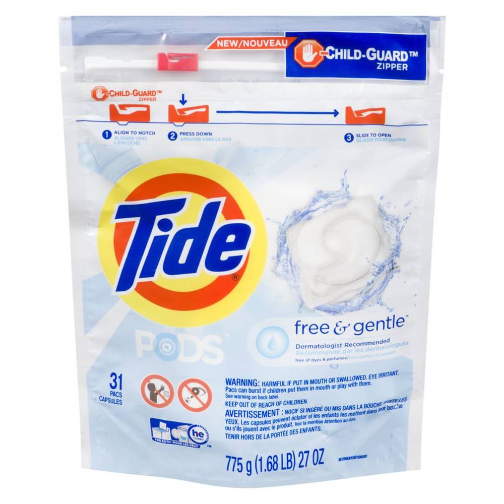 Tide  détergent à lessive (775 g) - pods free and gentle he laundry detergent (775 g)