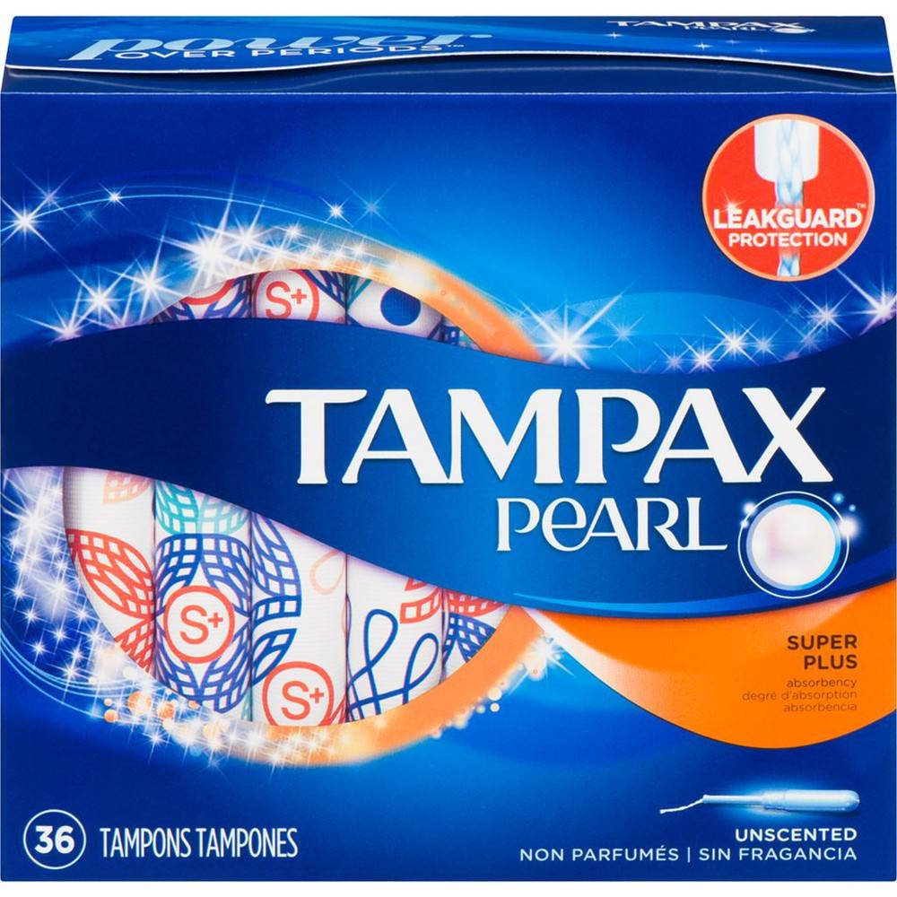 Tampax pearl tampons avec applicateur en plastique degré d’absorption super plus (36 unités, non parfumés) - pearl tampons, super plus, unscented (36 ea)