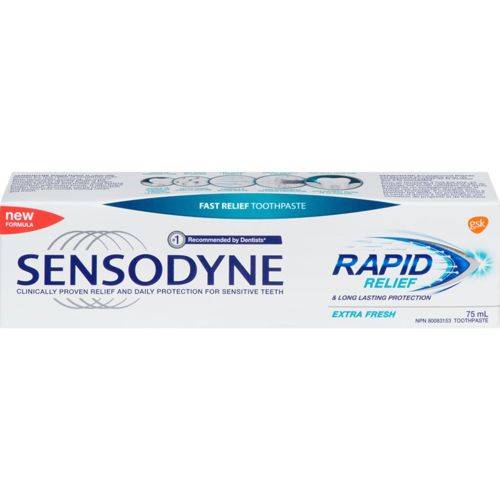 Sensodyne dentifrice pour la sensibilité, soulagement rapide extra-frais (75ml) - rapid relief sensitivity toothpaste extra fresh (75 ml)