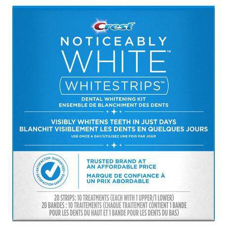 Crest ensemble de blanchiment des dents noticeably white (20 bandes) - noticeably white whitestrips dental whitening kit (20 units)