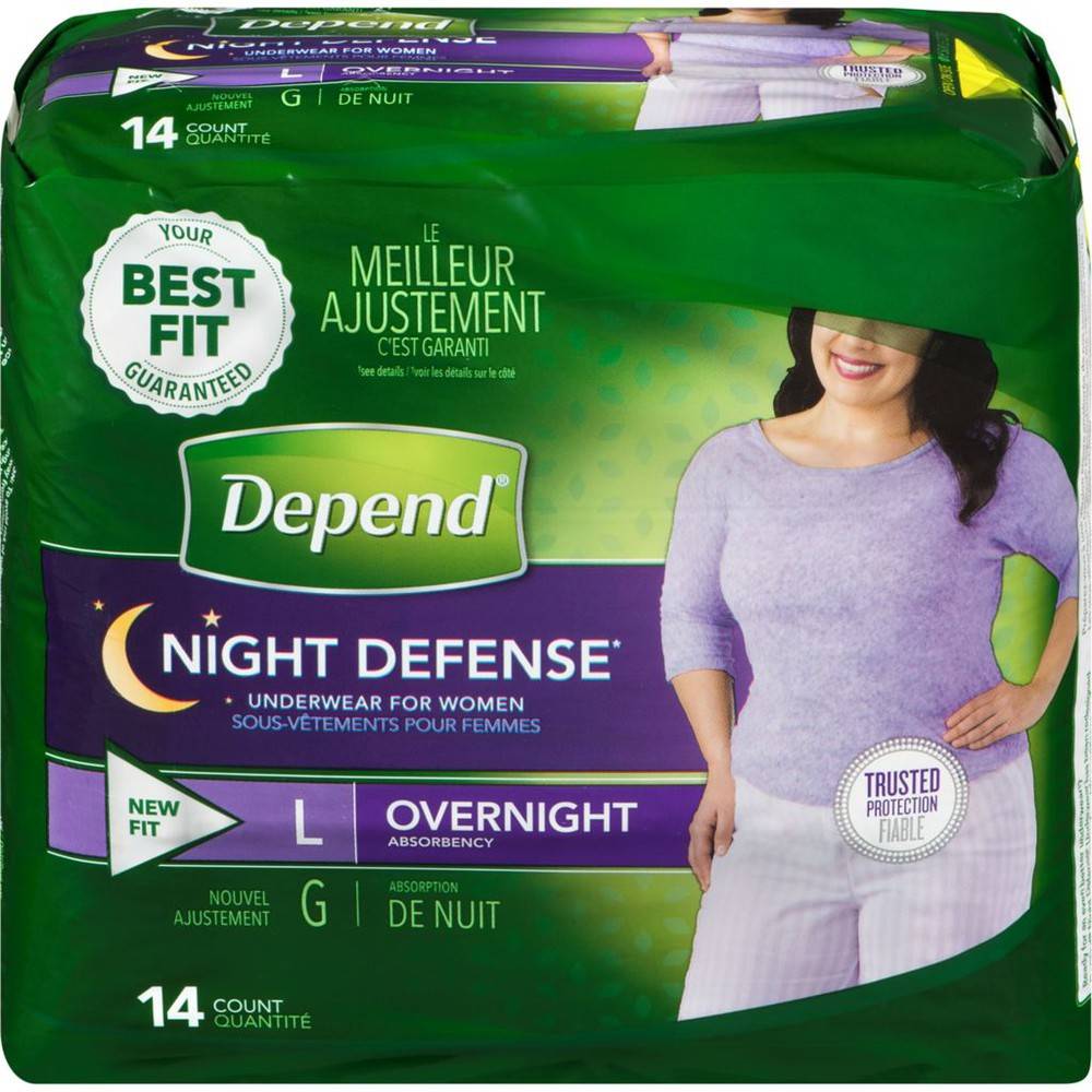 Depends night defense sous-vêtements pour femmes (14 unités, grand) - night defense underwear for women l (14 units)