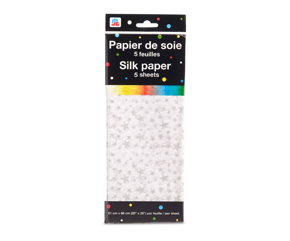 Pjc papier de soie, 5 feuilles, motif d'étoiles - silk paper (5 units, star pattern)