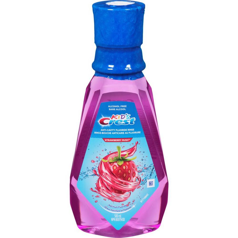 Crest strawberry rush - kid's anticavity fluoride rinse, strawberry rush (500 ml)