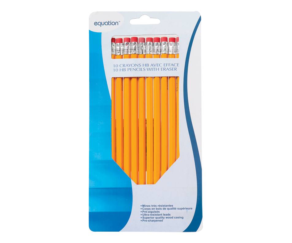 Equation crayons hb avec efface (10 unités) - hb pencils with eraser (10 units)