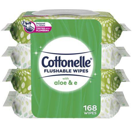 Cottonelle lingettes humides jetables à l'aloès et à la vitamine e (4 x 42 unités) - flushable wet wipes with aloe & vitamin e (4 x 42 units)