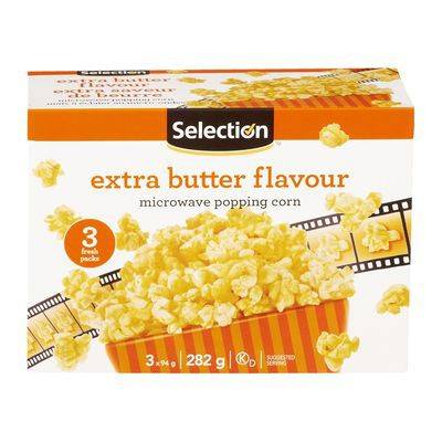 Selection maïs à éclater au micro-ondes à la saveur de beurre extra (282 g) - extra butter flavoured microwave popping corn (282 g)