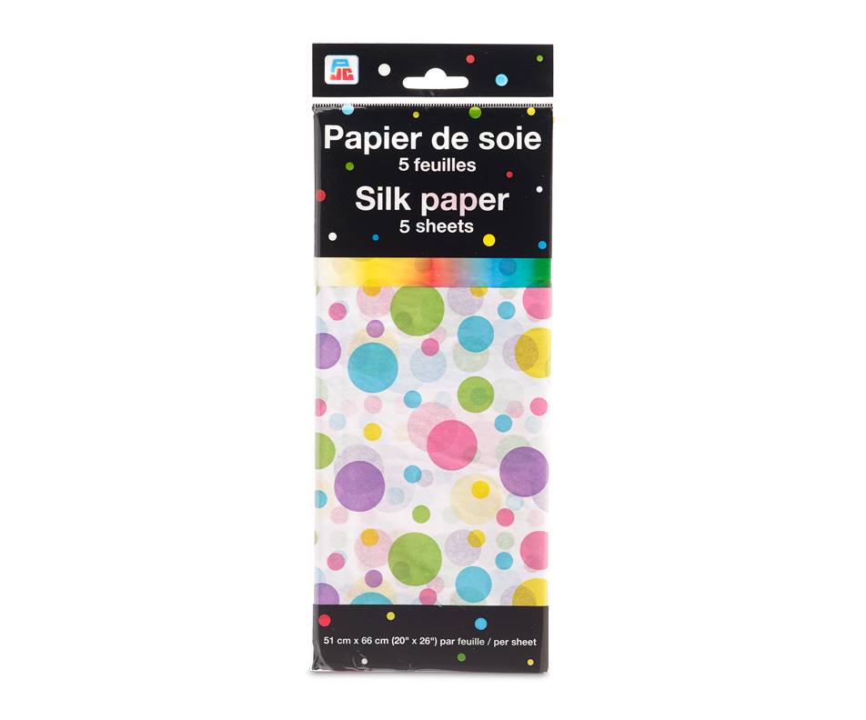 Pjc papier de soie, 5 feuilles, motif de bulles - silk paper (5 units, bubble pattern)