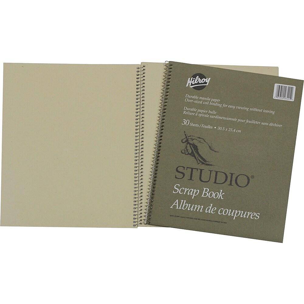 Hilroy studio album de coupures (1 unité) - scrapbook with oversized coil binding, 12" x 10", 30 sheets, manilla