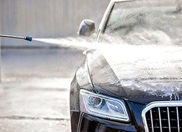 Foam spraying a car