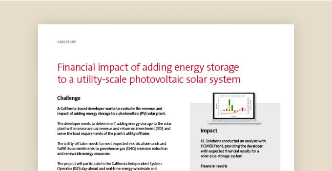 Financial impact of adding energy storage to a utility-scale photovoltaic solar system case study screenshot