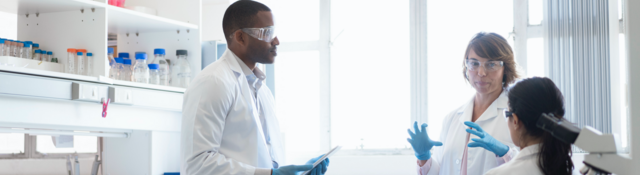 People talking in a laboratory setting