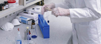 Microbial testing in a laboratory.