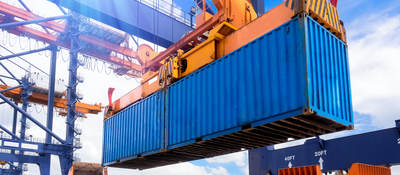 View Of Commercial Dock with containers Against Sky 