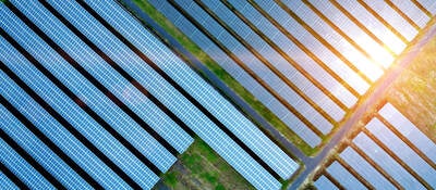 Aerial view of a solar farm