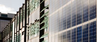 Solar panels on side of buiding