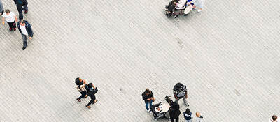 People walking as seen from above