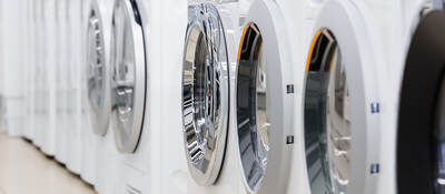 A row of washing machines