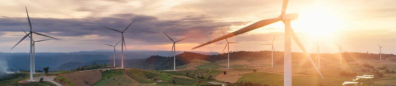 Wind farm at sunset