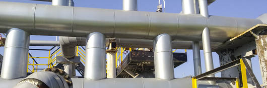 View of large oil pipes