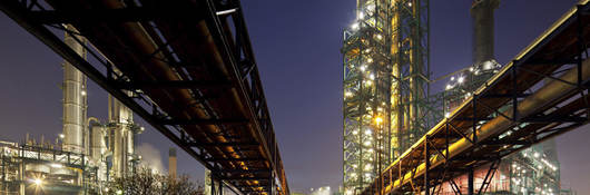 Oil refinery at night