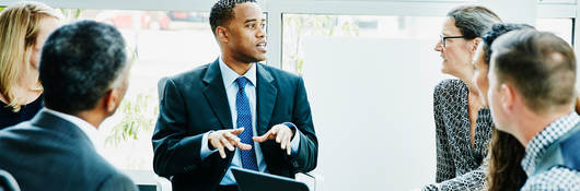 Businessman leading a group workshop