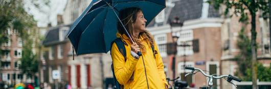 Woman wearing a waterproof jacket