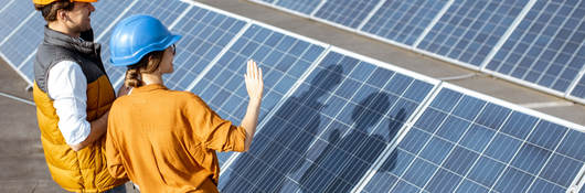 Engineers on a solar power station