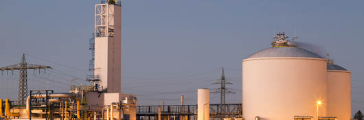 Tanks for oil and gas at a refinery 