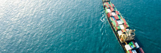 Cargo ship on the open sea