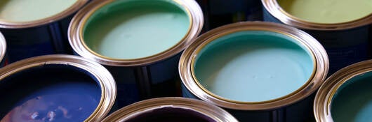 Open cans of paint