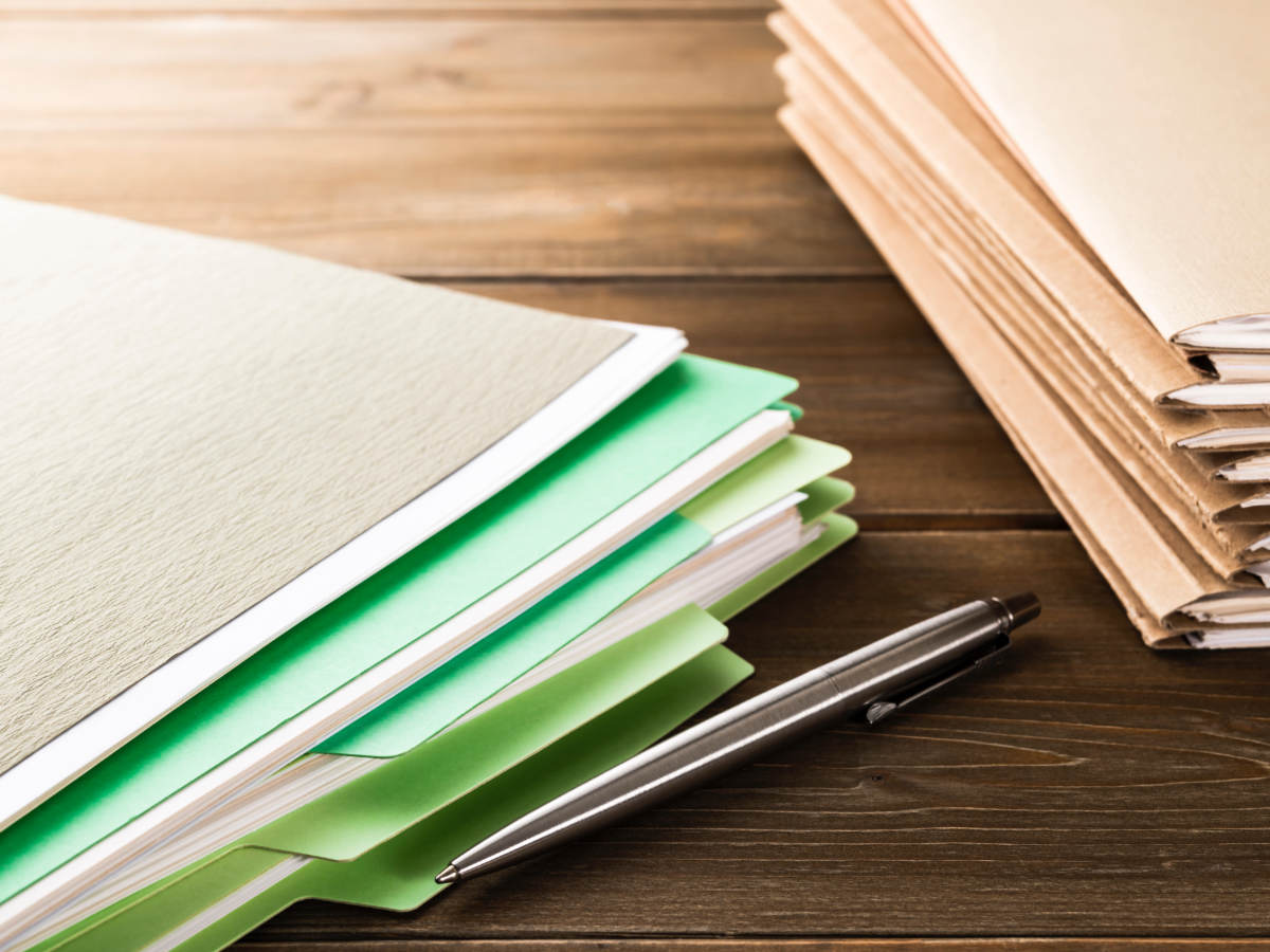 Stack of files on desk