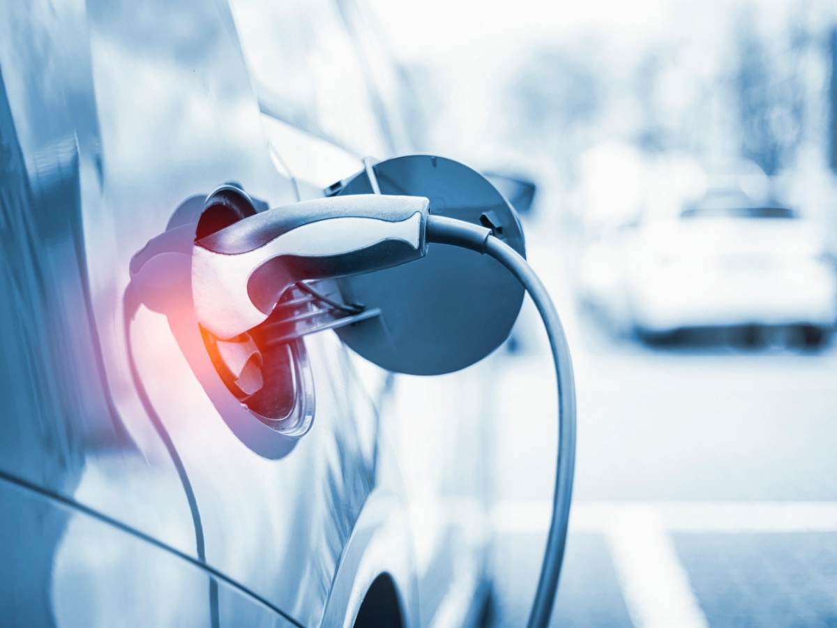 Electric car charging  at power station