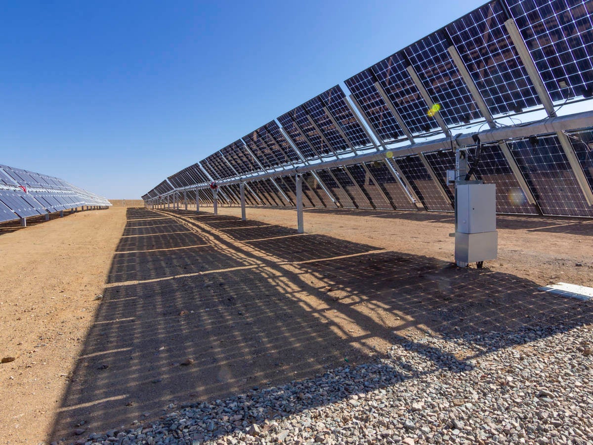 Solar panels as part of a solar power farm